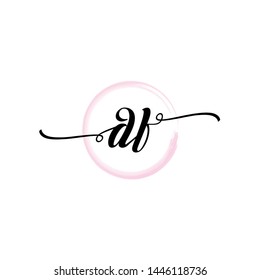 Initial letter DF beautiful handwriting logo vector template
