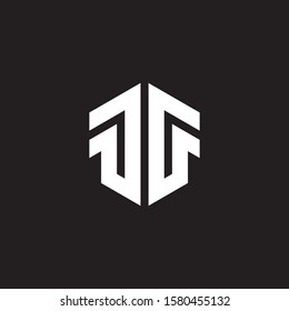 initial letter df in black and white color