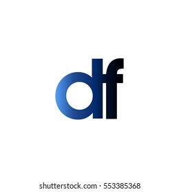 Initial letter DF blue black gradation color logo