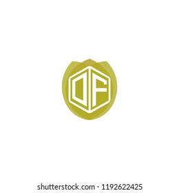 Initial Letter DF, D, F Logo Design with Leaf, Ecology, Nature, Organic Illustration for Company Identity Concept Design