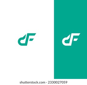 Initial Letter DF, FD logo design template vector.