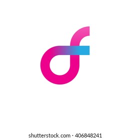 initial letter df linked circle lowercase logo ping blue purple