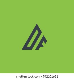 Initial Letter DF Linked Triangle Design Logo