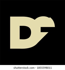 Initial Letter DF logo with flat design monogram symbol