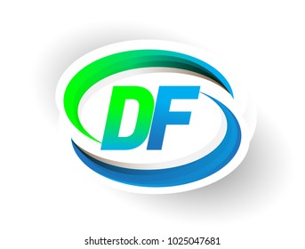 initial letter DF logotype company name colored blue and green swoosh design, modern logo concept. vector logo for business and company identity.

