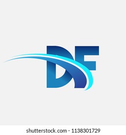 initial letter DF logotype company name colored blue and swoosh design. vector logo for business and company identity.
