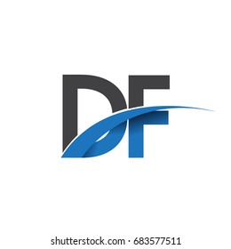 initial letter DF logotype company name colored blue and grey swoosh design. vector logo for business and company identity.
