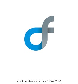 initial letter df modern linked circle round lowercase logo blue gray