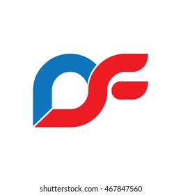 Initial Letter DF NF RF Linked Circle Lowercase Logo Blue Red