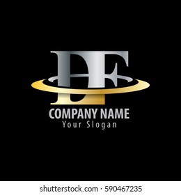 Initial Letter DF With Overlapping Swoosh Circle Logo