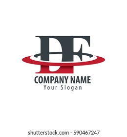 Initial Letter DF With Overlapping Swoosh Circle Logo