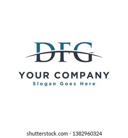 Initial letter DFG, overlapping movement swoosh horizon logo company design inspiration in blue and dark blue color vector