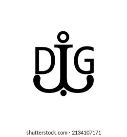 Letra inicial logotipo sencillo del anclaje de la DG.