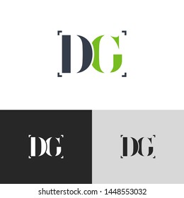 Initial Letter dg d g  uppercase modern logo design template elements. green letter Isolated on black white grey background. Suitable for business, consulting group company.