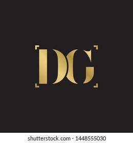 Initial letter dg d g uppercase modern logo design template elements. Gold letter Isolated on black  background. Suitable for business, consulting group company.