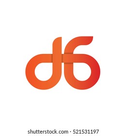 Initial Letter DG D6 LInked Design Logo Red Orange