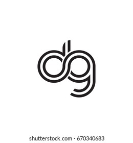Initial letter dg, linked outline rounded lowercase, monogram black