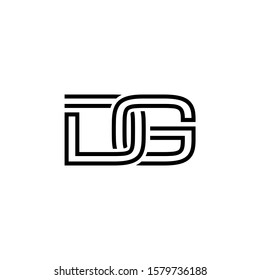 Initial letter DG logo template with maze or chain line art illustration in flat design monogram symbol