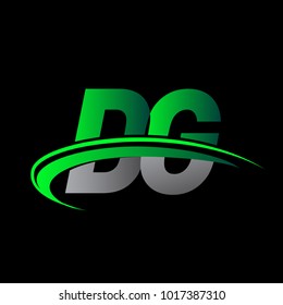 initial letter DG logotype company name colored green and black swoosh design. vector logo for business and company identity.