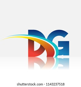 initial letter DG logotype company name colored red and blue and swoosh design. vector logo for business and company identity.
