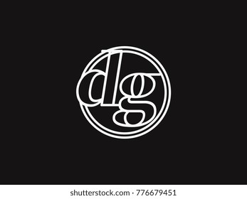 Initial letter dg lowercase outline inside the circle logo template white on black background