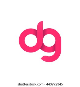 initial letter dg modern linked circle round lowercase logo pink