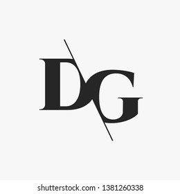 Initial Letter DG Monogram Sliced. Modern logo template isolated on gray background