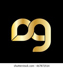 Initial Letter DG NG Linked Circle Lowercase Logo Gold