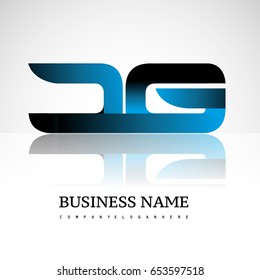 Initial letter DG uppercase modern and simple logo linked blue and black colored, isolated in white background. Vector design for company identity.