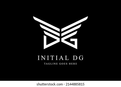 Initial Letter DG with Wing Bird Line Monogram Logo Design Vector