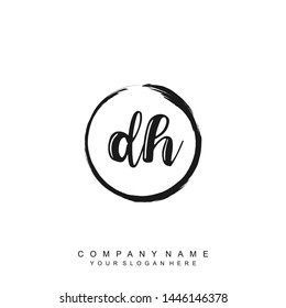Initial letter DH beautiful handwriting logo vector template