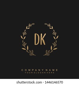 Initial letter DH beautiful handwriting logo vector template