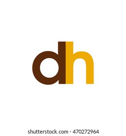 Initial letter DH brown yellow color logo