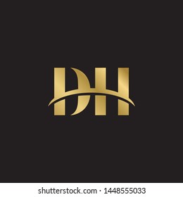Letra inicial dh d h maiúscula elementos de modelo de design de logotipo moderno. Letra dourada isolada sobre fundo preto. Adequado para negócios, empresa de grupo de consultoria.