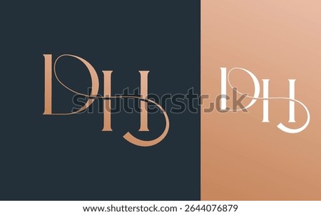 Initial letter DH HD logo design vector illustration for couple, wedding, and business