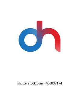 initial letter dh linked circle lowercase logo blue red
