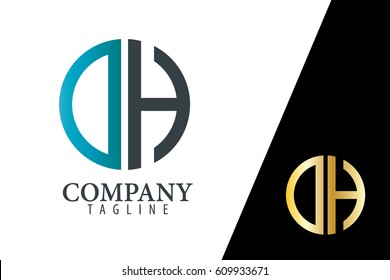 Initial Letter DH With Linked Circle Logo