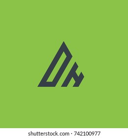 Initial Letter DH Linked Triangle Design Logo
