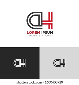 Initial Letter DH linked uppercase overlap modern logo design template. Suitable for business, consulting group company