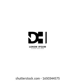 Initial Letter DH Logo Design Template Elements Isolated on White Background. Letter H Negative Space. Suitable for business, consulting group company.