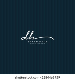Logo de la carta inicial DH - logotipo de la firma dibujada a mano