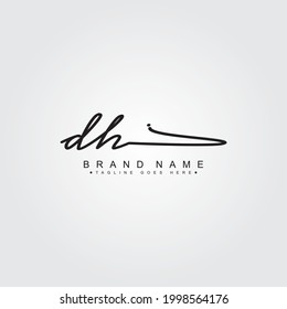 Logo de la carta inicial DH - Logo de la firma manuscrita