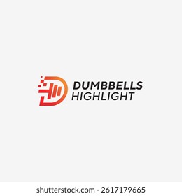 Initial letter DH logo line with dumbbells design vector template