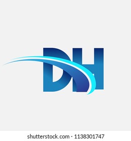 initial letter DH logotype company name colored blue and swoosh design. vector logo for business and company identity.

