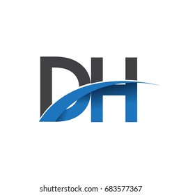 initial letter DH logotype company name colored blue and grey swoosh design. vector logo for business and company identity.
