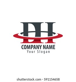Initial Letter DH With Overlapping Swoosh Circle Logo