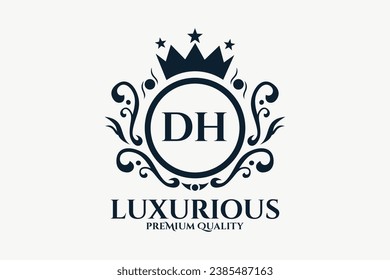 Initial  Letter DH Royal Luxury Logo template in vector art for luxurious branding  vector illustration.
