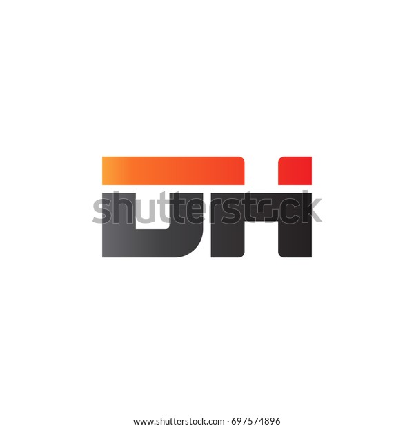 Initial letter DH, straight linked line bold logo,\
gradient fire red black\
colors