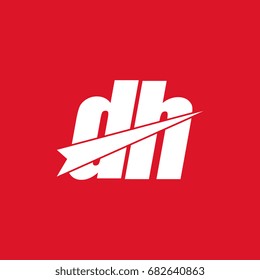 initial letter dh white logo in red background