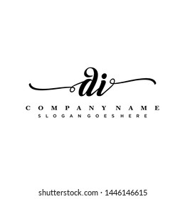 Initial letter DI beautiful handwriting logo vector template